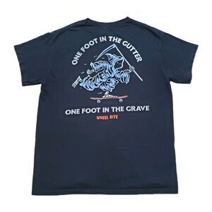 Wheel Bite Skate Co Death Skating Size Medium Mens Black 2 Sided T-Shirt